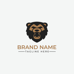 Minimalist Bear Head Logo Design with vector 
