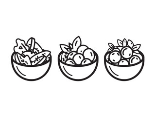 Minimalist Greek Salad Vector Line Illustration