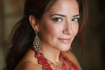 Elegant thirties woman in breathtaking portrait style