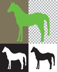 Black and white vector illustration of a horse silhouette.