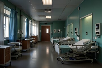 hospital inpatient ward background material, interior of a hospital.generative.ai