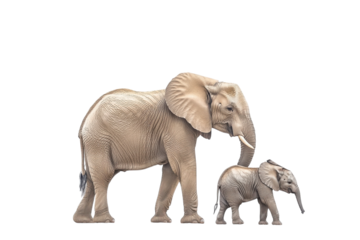 Majestic Mother Elephant with Her Adorable Baby Calf A Portrait of African Wildlife Family on transparent background