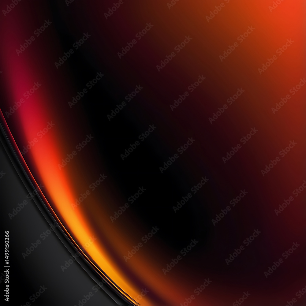 Poster modern dark abstract background with glowing red waves, smooth gradient texture, curved lines and dy