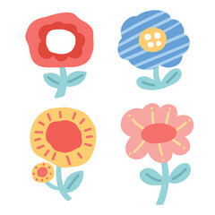 colorful abstract flower hand drawn collection