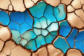 Cracked earth, painted azure.  Patterns of drought and color