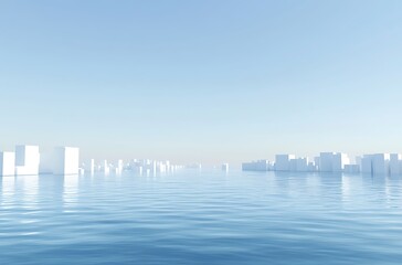 Fototapeta premium Digital Cityscape on Calm Water