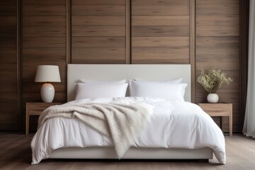 Bed with sheets and pillows bedroom furniture white.