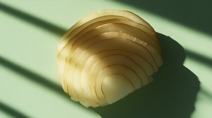 Sliced onion, studio shot, green background, sunlight, food photography