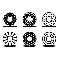 Set of ornate circles each bearing unique decorative patterns to elevate designs in black and white