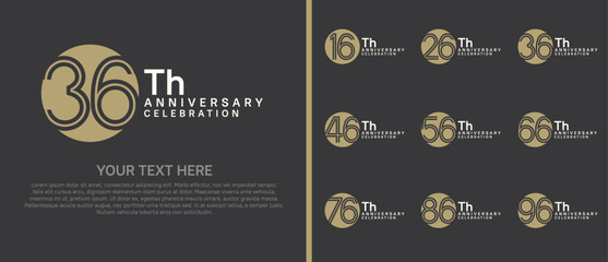 logo anniversary set. brown and white color with circle on black background for special event