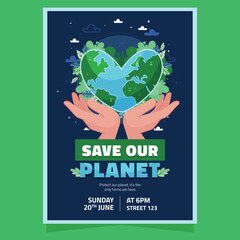 Flat Save Our Planet Eco poster