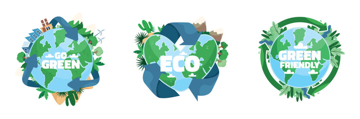 Flat Eco recycling Symbol composition