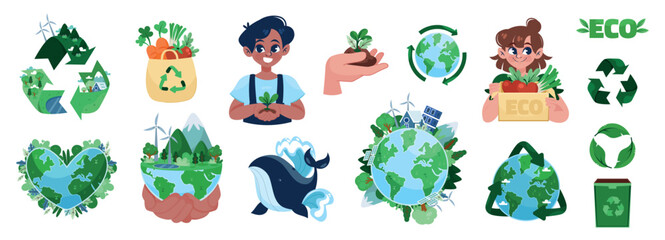 Obraz premium Flat Eco Recycling Original set
