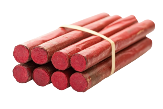 Red Firecrackers Tied with Rubber Band Explosion Hazard Celebration Safety Dangerous Party on transparent background