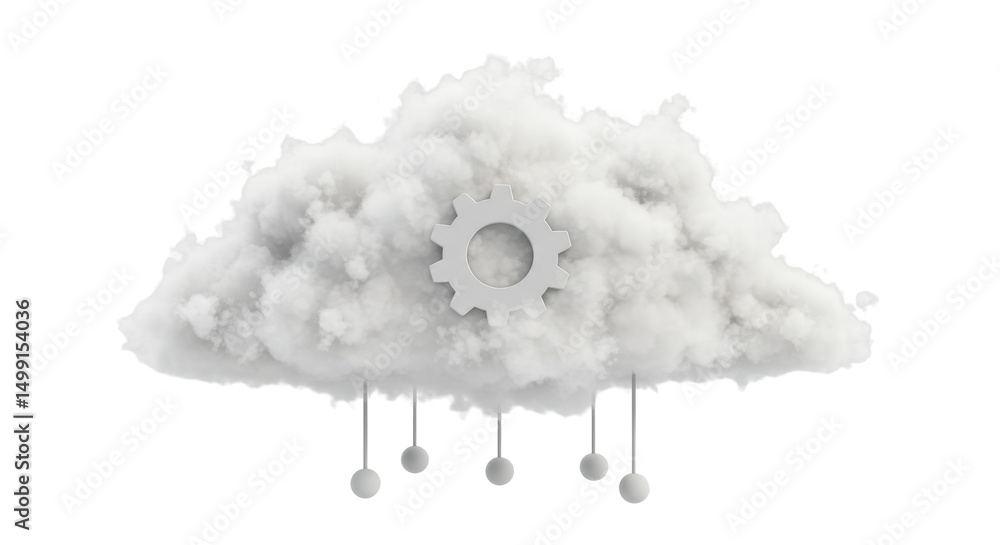 Poster isolated cloud computing server with gear