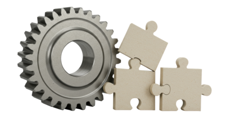 Isolated Gear Wheel with Puzzle Pieces Illustration
