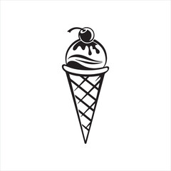 Ice Cream Silhouette Icon – Cool Minimalist Dessert Vector