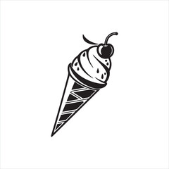 Ice Cream Silhouette Icon – Cool Minimalist Dessert Vector