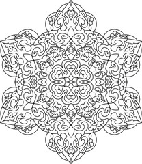 Detailed Snowflake Mandala Pattern for Relaxing Coloring Pages and Winter-Themed Creative Art Therapy
