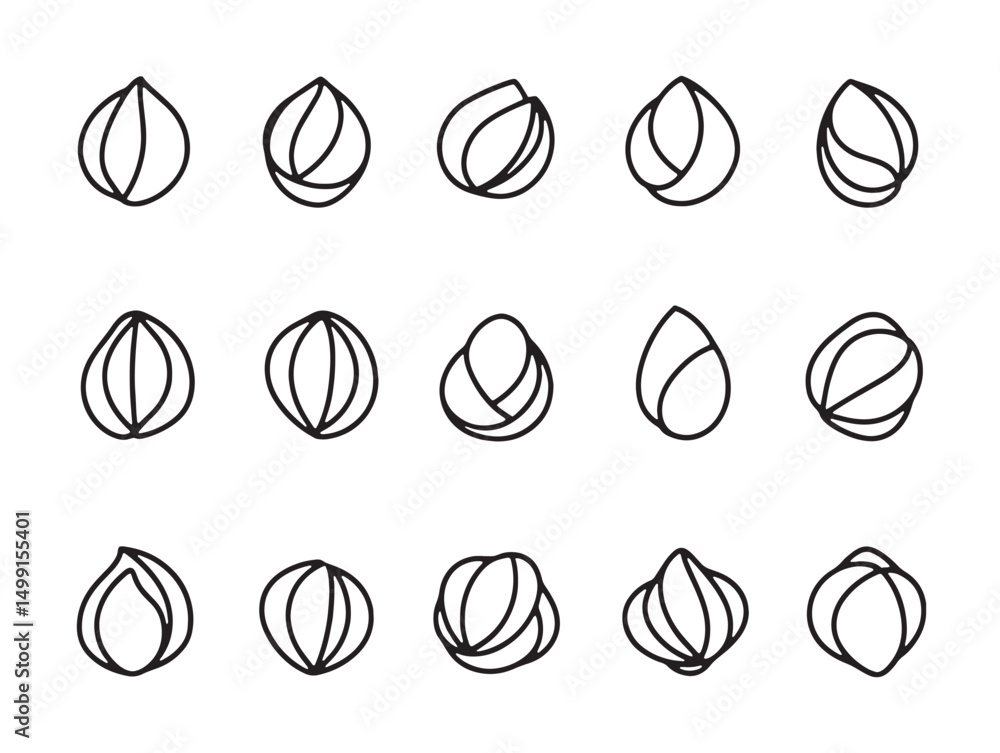 Poster stylized hazelnut contour line art vector image