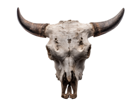 Rustic bull skull decor for home and office, cut out transparent