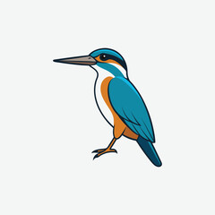 Minimalist Kingfisher Bird Vector Silhouette – Clean High-Contrast Line Art on White Background