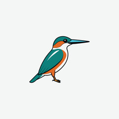 Fototapeta premium Minimalist Kingfisher Bird Vector Silhouette – Clean High-Contrast Line Art on White Background