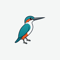 Minimalist Kingfisher Bird Vector Silhouette – Clean High-Contrast Line Art on White Background
