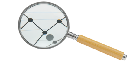 Isolated Magnifying Glass over a Network Connection Diagram