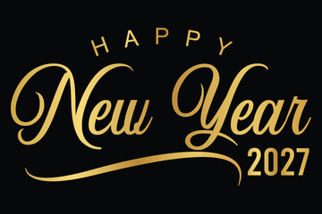Happy New Year 2027 text design vector, Happy New Year 2027 typography