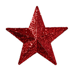 Fototapeta premium Red Glitter Star Christmas Decoration Festive Sparkle