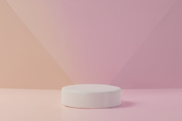 3d podium three background. Three-dimensional vector illustration stage. Winner platform for product display, award ceremony, presentation, or competition scene. Realistic, abstract, graphic use.