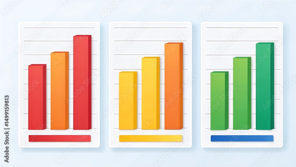 Poster colorful bar charts data visualization for reports and presentations