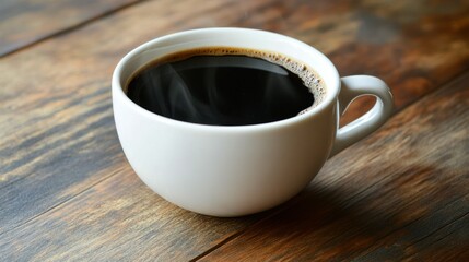 Obraz premium Aromatic indulgence: Dark roast coffee steaming in pristine white ceramic mug