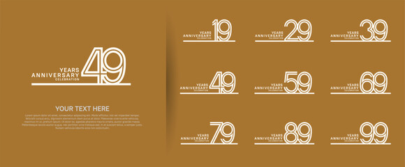 logo anniversary set. white color with long line on brown background for special event