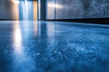 Polished concrete hallway floor.  Modern industrial design