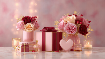E-commerce booth，wedding table setting with roses