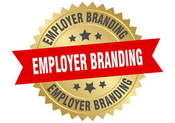 employer branding. employer branding round red and gold label isolated on transparent background