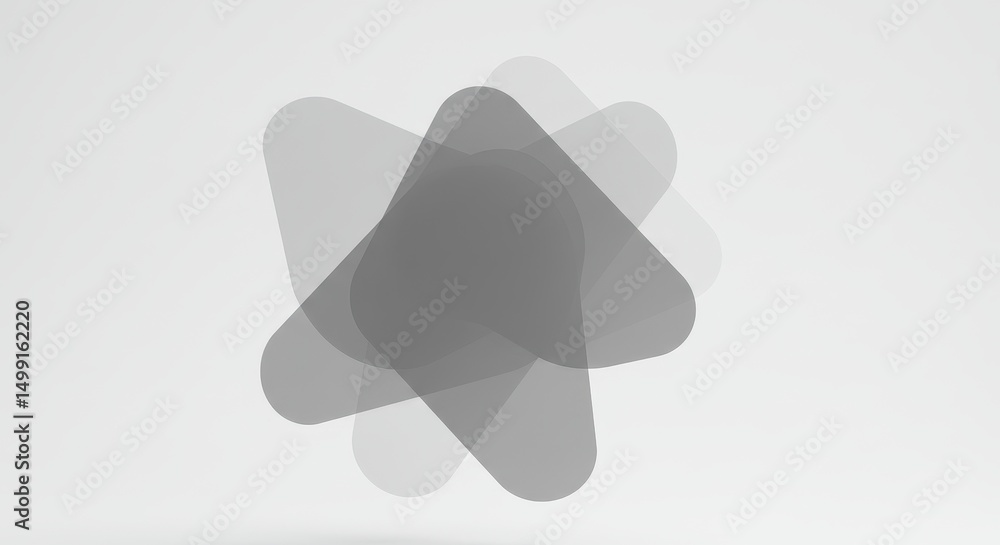 Poster abstract geometric shapes overlapping gray triangles and rounded forms