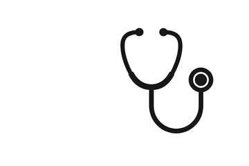 Black Stethoscope Icon Isolated on White Background – Minimal Medical Vector Symbol for Healthcare, Hospital, and Doctor Use in Flat Style