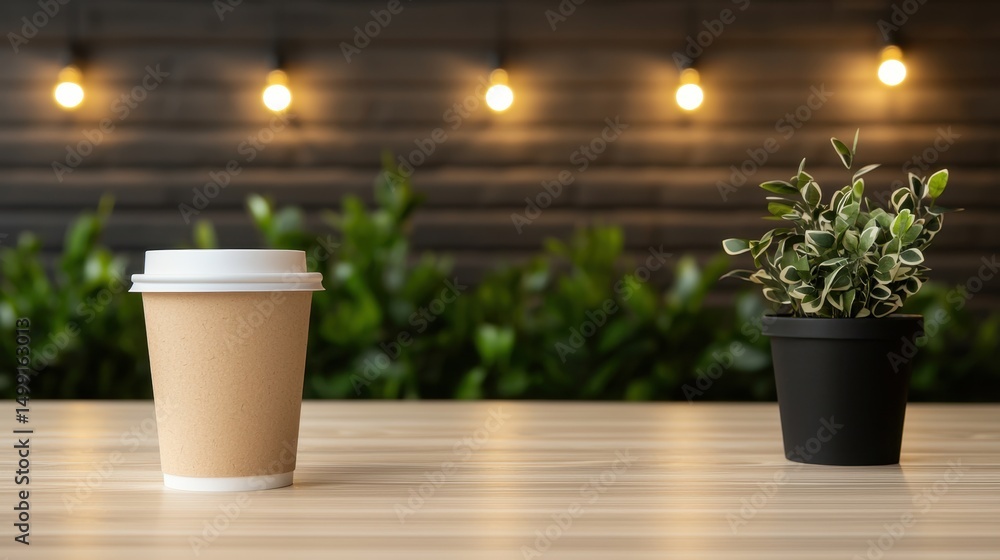 Poster cozy cafeteria setting with warm atmosphere and decorative elements for inviting spaces