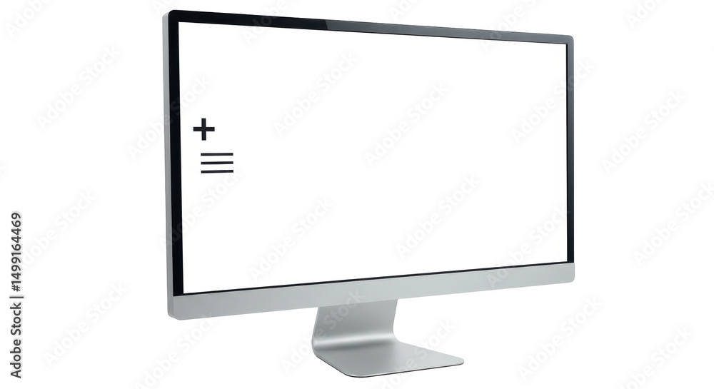 Poster isolated modern computer monitor with blank screen