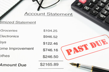 Credit card past due statement with outstanding payment.
