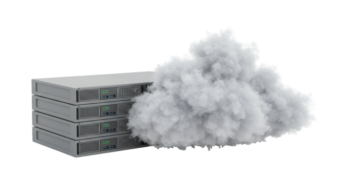 Isolated Server Stack with Cloud Symbolizing Cloud Computing