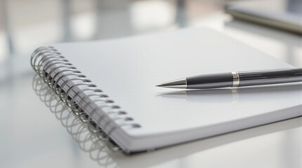 Pen is sitting on top of a spiral bound notebook