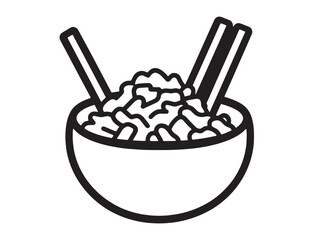 Minimalist Fried Rice Meal Outline Artwork