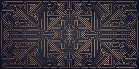Vector line art deco gatsby pattern, golden geometric background, modern texture premium elegant illustration. Prestige abstract vintage fancy ornament