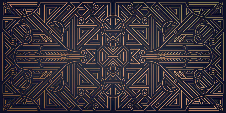 Vector line art deco gatsby pattern, golden geometric background, modern texture premium elegant illustration. Prestige abstract vintage fancy ornament