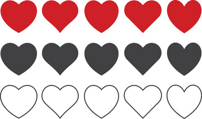 Heart icon red shape , vector set heart shape, lovers on Valentines day, love heart shape.