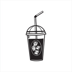 Iced Coffee Silhouette Icon – Refreshing Beverage Vector Design